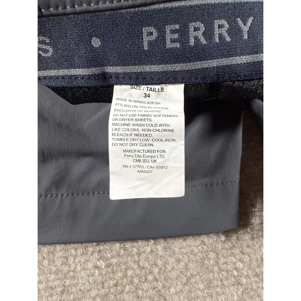 Perry Ellis‎ Men's 34 Gray Golf Shorts Stretch Nylon Blend Chino Performance Fit